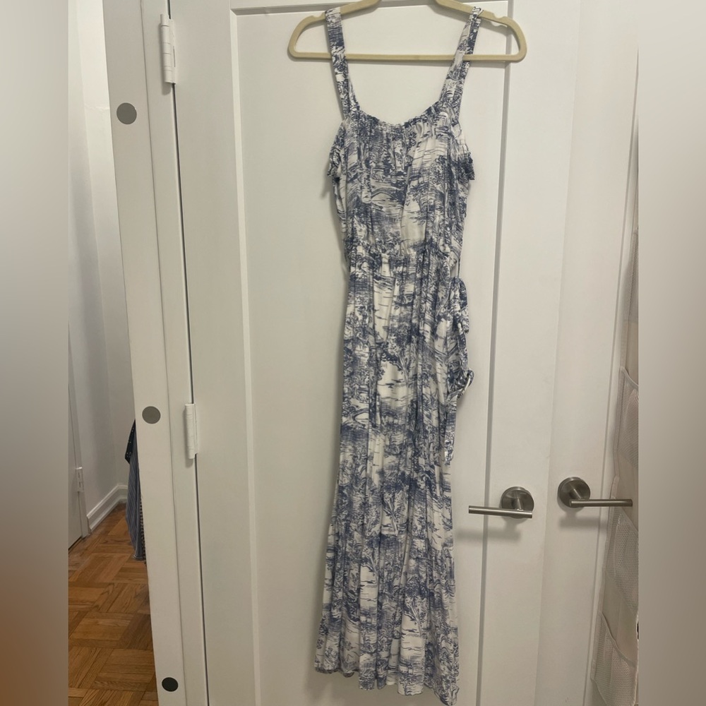 Aqua Midi Toile Dress with belt